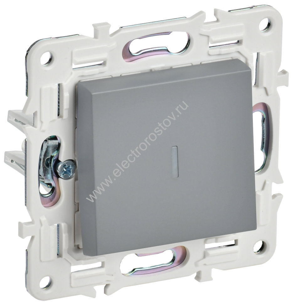 IEK SKANDY Серый Выключатель 1-клавишный с индикацией 10А SK-V07Gr