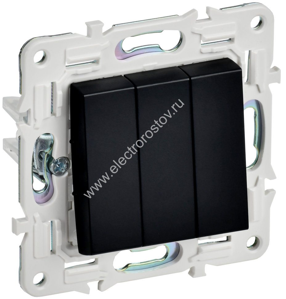 IEK SKANDY Черный Выключатель 3-клавишный 10А SK-V11Bl