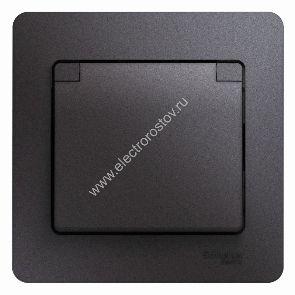 Glossa Графит Розетка 1-ая с/з со шторками с крышкой IP20 (в сборе с рамкой) Schneider Electric