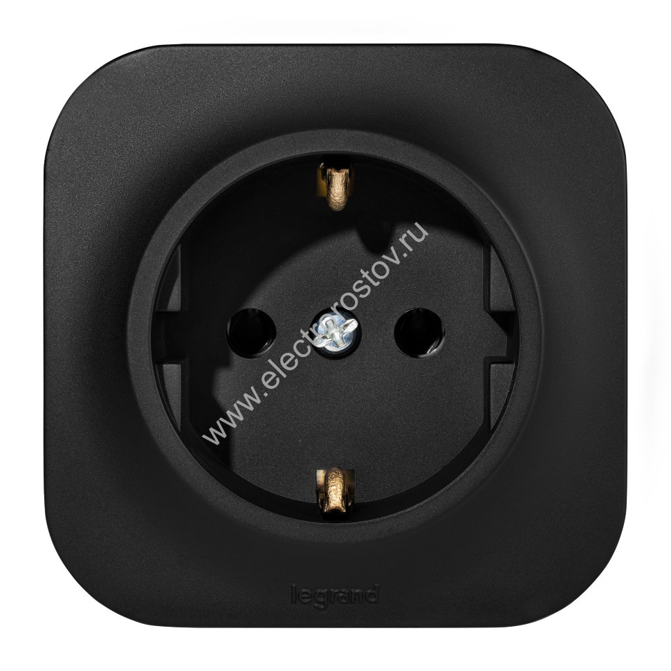 Quteo Чёрный матовый Розетка 1-я с/з с предварительным подключением Legrand
