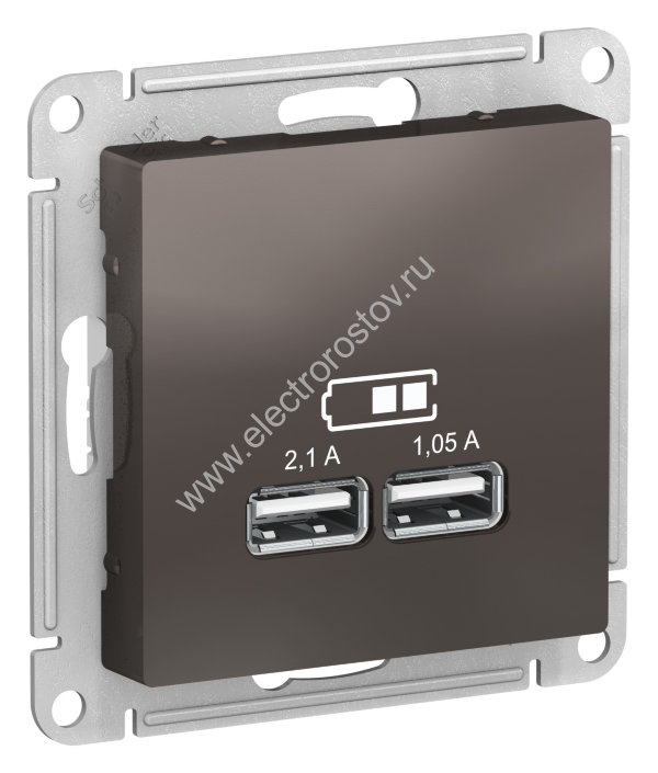 AtlasDesign Мокко Розетка USB A+A; 5В/2,1A; 2x5В/1,05A Schneider Electric