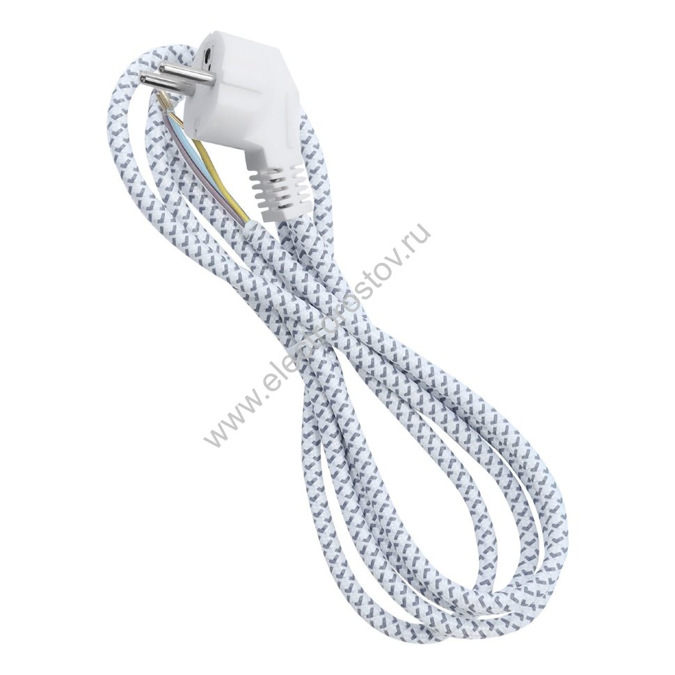 Шнур для утюга в оплетке белый 3х1мм,10А/2,2кВт, 1.8м Smartbuy