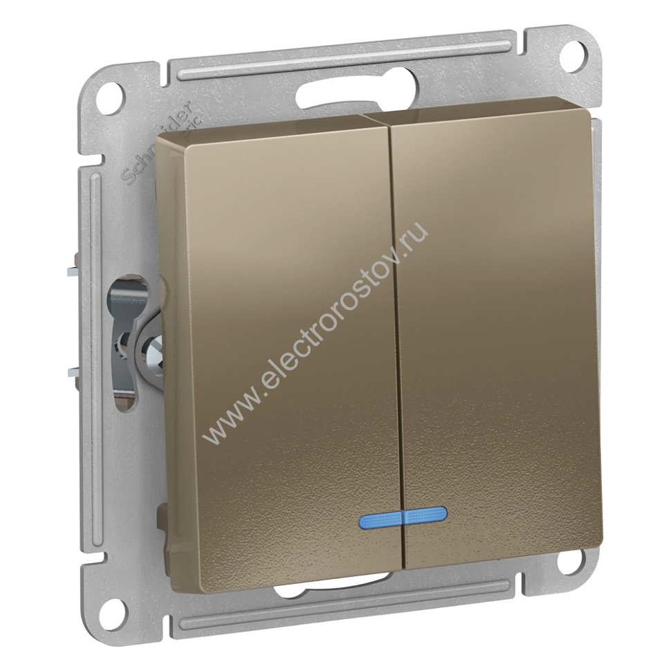 AtlasDesign Шампань Выключатель 2-клавишный с подсветкой Schneider Electric