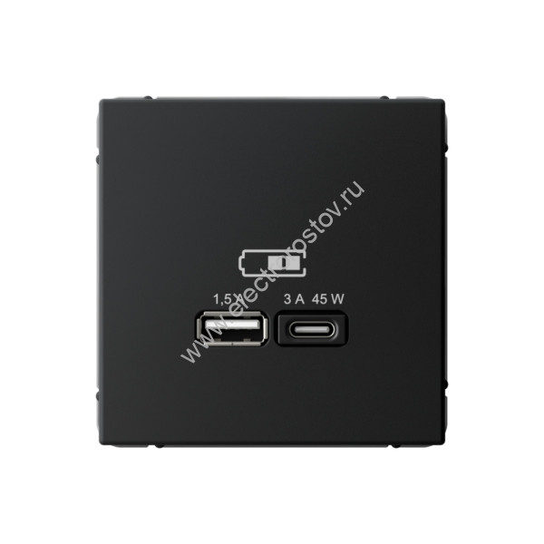 Systeme Electric ArtGallery Карбон USB Розетка A + тип-C 45Вт высокоскор.заряд. QC, PD, механизм