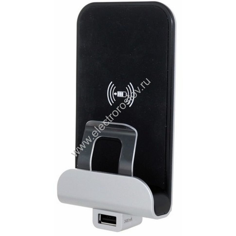 Etika Алюминий Беспроводное зарядное устройство Qi 1А с дополнительным разьемом USB A 5В 2,4А Legrand