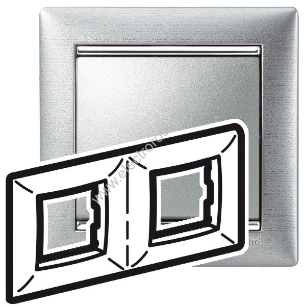 Valena Алюминий матовый/Серебряный штрих Рамка 2-ая Legrand