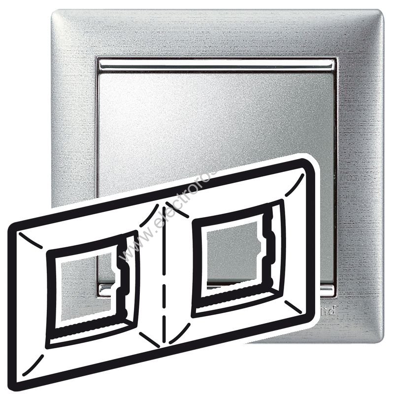 Valena Алюминий матовый/Серебряный штрих Рамка 2-ая Legrand