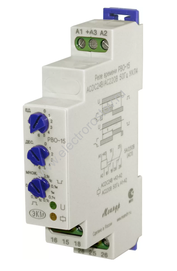 Реле времени однокомандное РВО-15 ACDC 24В/АС 220В Меандр