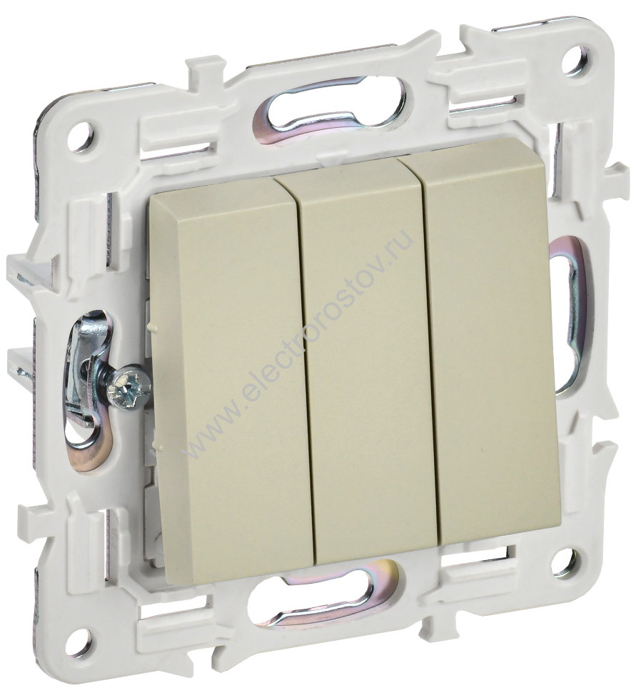 IEK SKANDY Бежевый Выключатель 3-клавишный 10А SK-V11B