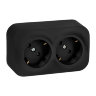 Quteo Чёрный матовый Розетка 2-я с/з со шторками с предварительным подключением Legrand
