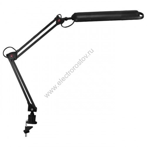 Настольный светильник черный 11Вт с ламп. 2-колен. на струбц. ЭРА