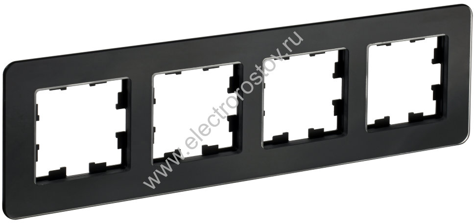 IEK BRITE DECOR Черный матовый стекло скругл.угол Рамка 4-м РУ-4-2-Бр RE