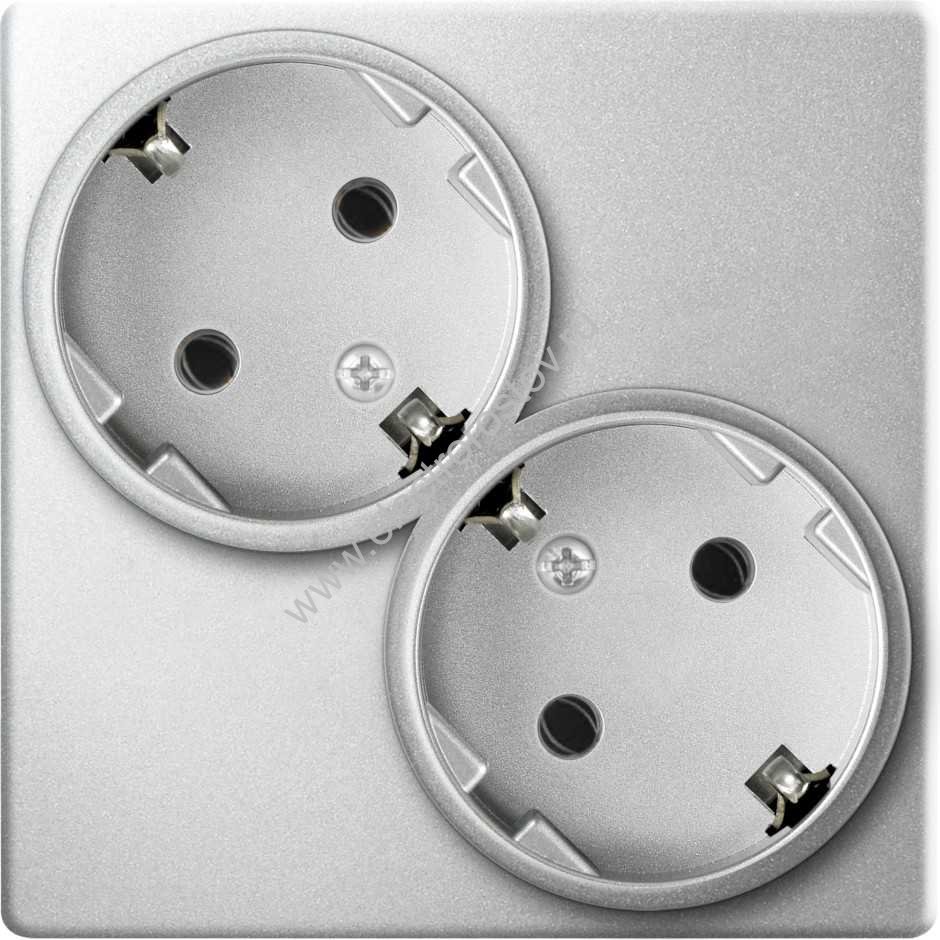 Simon 24 Алюминий Розетка 2-ая с заземлением Simon