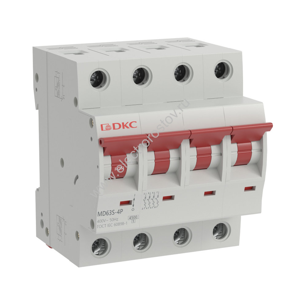 DKC Автоматический выключатель модульный YON max типа MD63S, 4,5кА, 4 полюса, хар-ка C, 16А