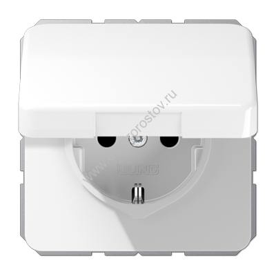 CD 500 Белый Розетка с/з с крышкой, пруж. зажим JUNG