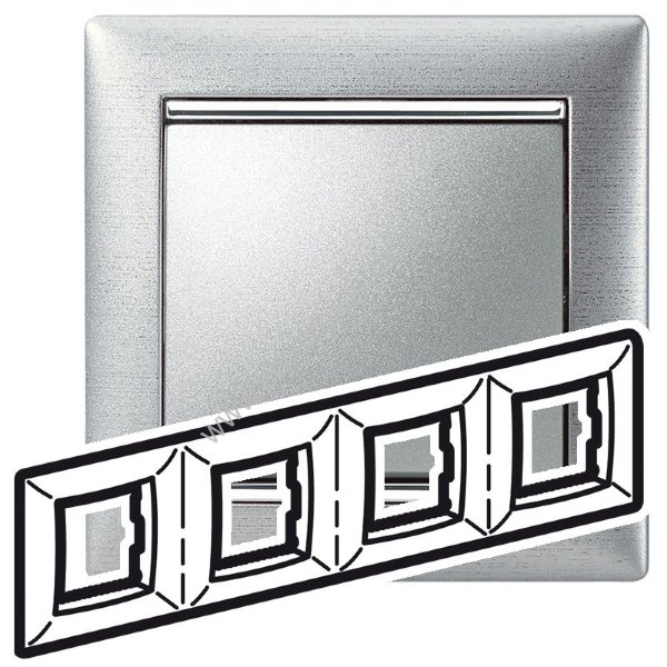 Valena Алюминий матовый/Серебряный штрих Рамка 4-ая Legrand