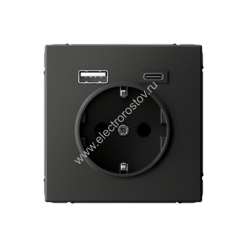 Systeme Electric ArtGallery Базальт Розетка 16А с 2 USB A+C, 5В/2,4А/3,0А, 2х5В/1,5А, механизм 