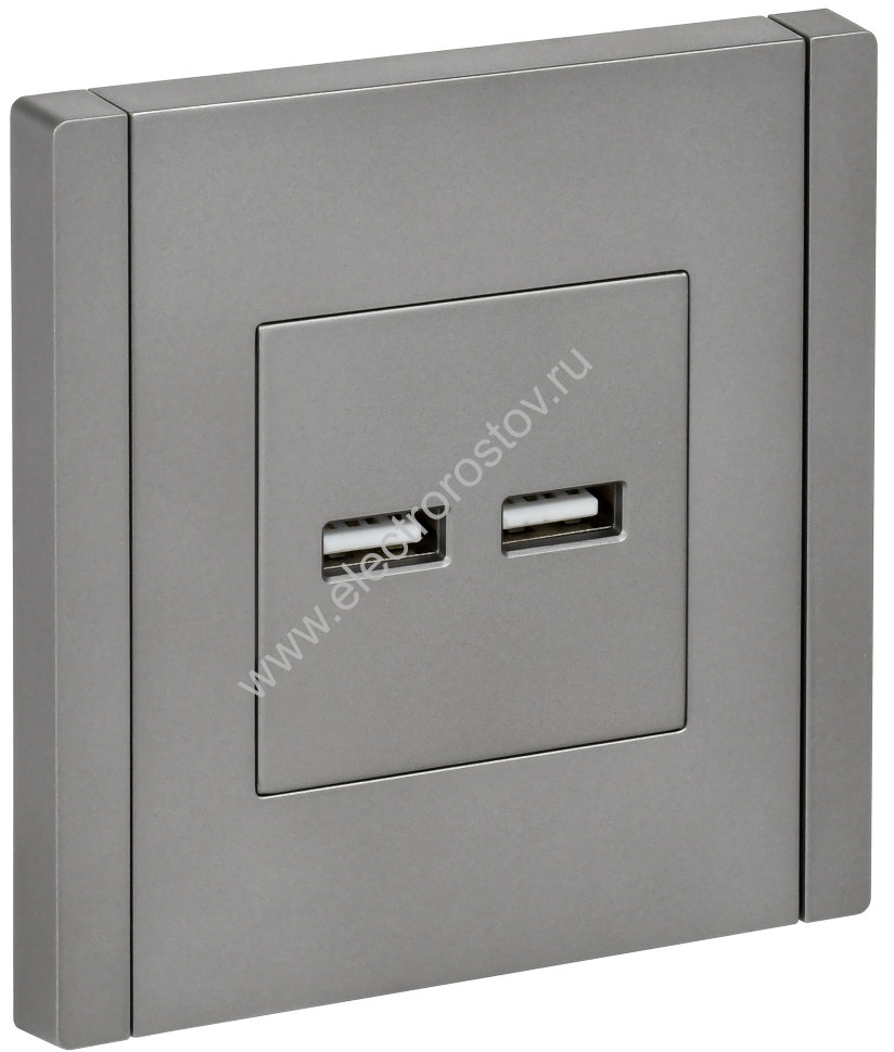 IEK FORTE&PIANO Сталь Розетка USB A+A 3,1А FP549