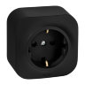 Quteo Чёрный матовый Розетка 1-я с/з со шторками с предварительным подключением Legrand