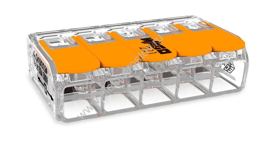 Клемма (макс. 6мм²) для всех типов проводников 5х0,08-6мм² WAGO