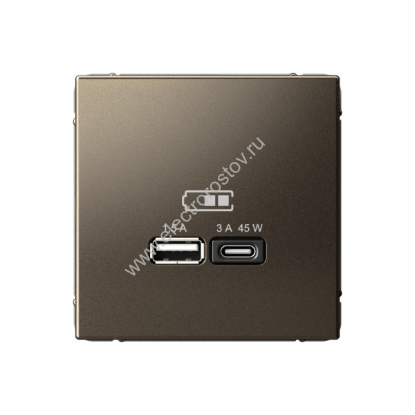 Systeme Electric ArtGallery Мокко USB Розетка A + тип-C 45Вт высокоскор.заряд. QC, PD, механизм