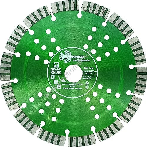 Круг алмазный отрезной TURBO Segment Grand hot press 180х22.23х12 мм TRIO-DIAMOND