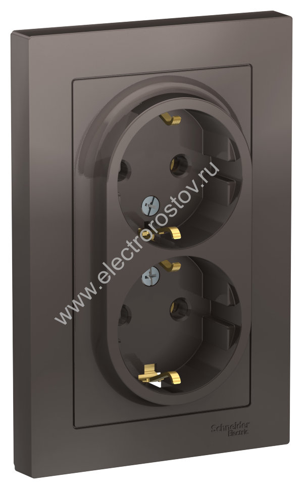 AtlasDesign Мокко Розетка 2-ая с/з, в сборе Schneider Electric