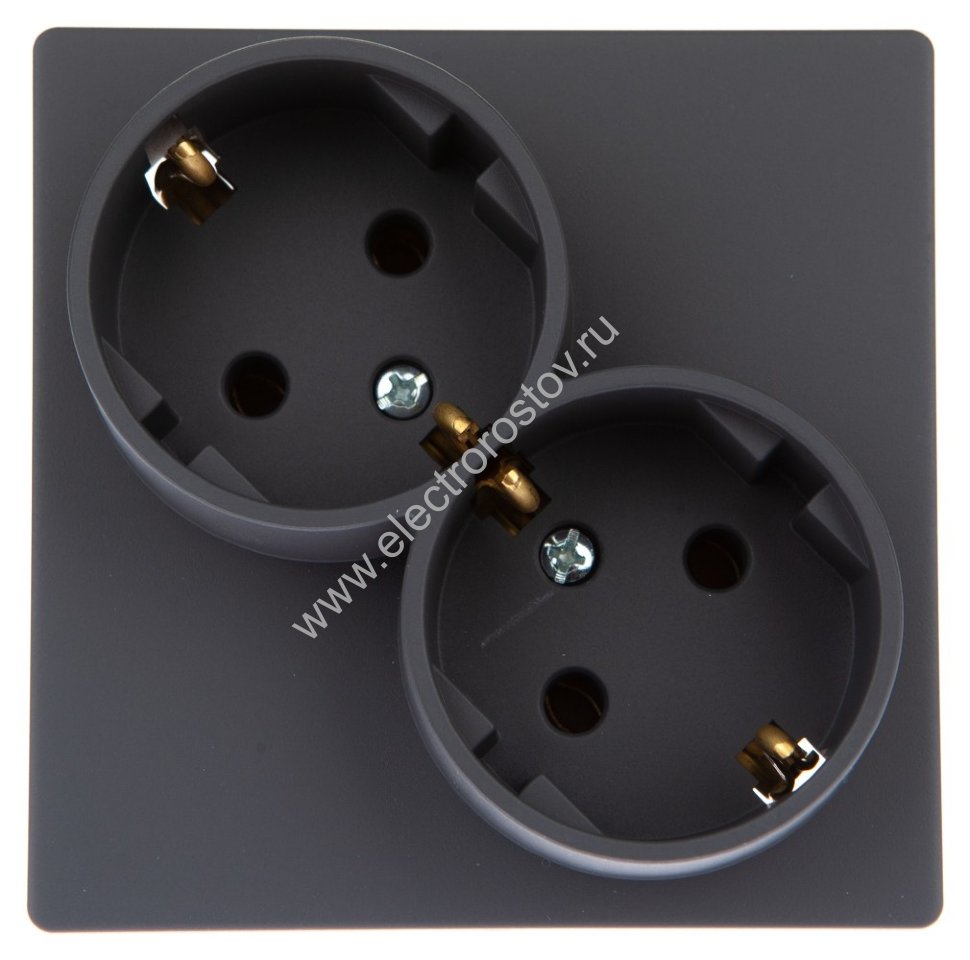Simon 24 Графит Розетка 2-ая с заземлением Simon