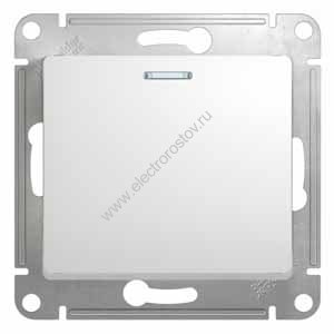 Glossa Белый Выключатель 1-клавишный с подсветкой Schneider Electric