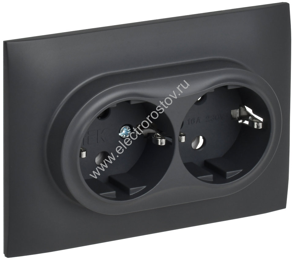 IEK SKANDY Титан Розетка 2-ая с/з без защитных шторок 16А в сборе SK-R08T