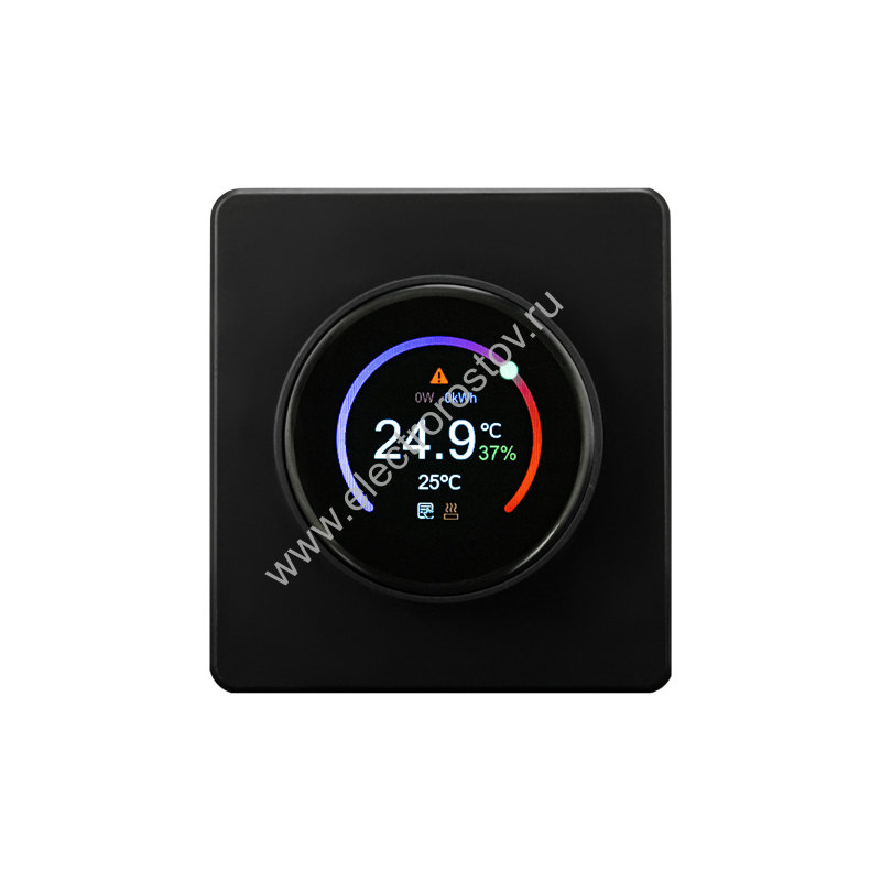 KRANZ ROUND Терморегулятор Wi-Fi с/у оникс, с 1-пост. рамкой