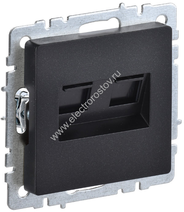 IEK BRITE BASE Черный Розетка комп двойная RJ45 кат.5E РК10-2-БрЧ