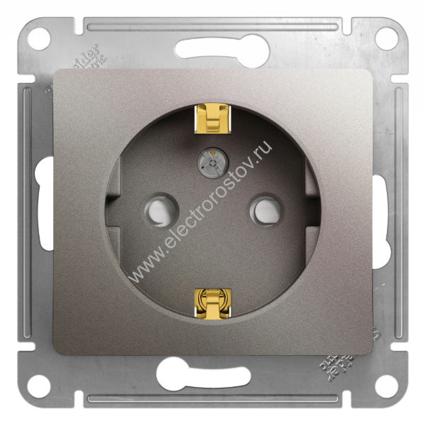 Glossa Платина Розетка 1-ая с/з с защитными шторками Schneider Electric