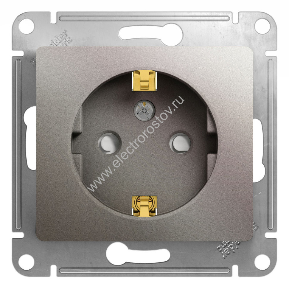 Glossa Платина Розетка 1-ая с/з с защитными шторками Schneider Electric