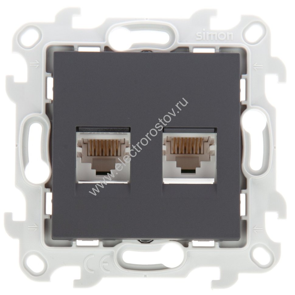Simon 24 Графит Розетка комп(RJ45) 2-ая 5 кат UTP Simon