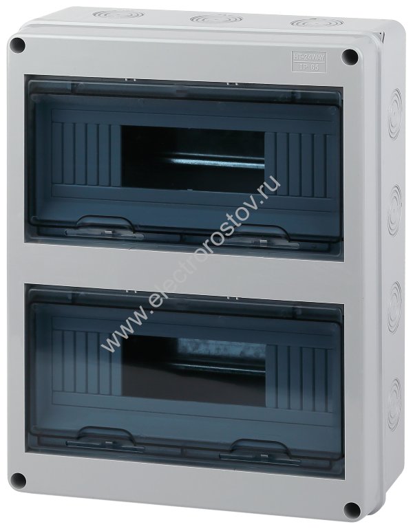 Щит накладной КМПн-24 модулей, дверь прозрачная черная, IP65 ЭРА