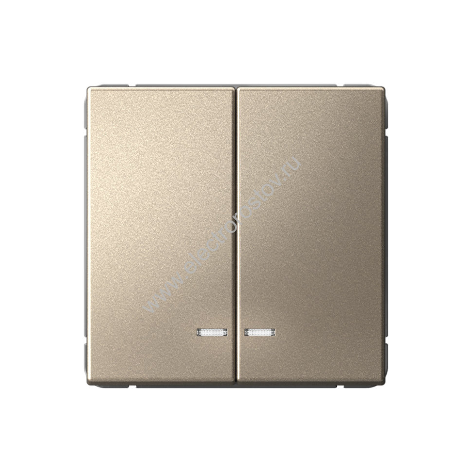 Systeme Electric ArtGallery Шампань Выключатель 2-клавишный с подсветкой, сх.5а, 10АХ, механизм