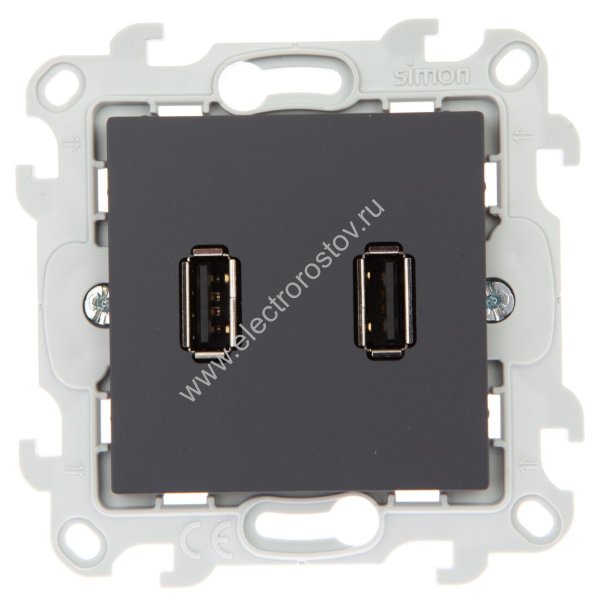 Simon 24 Графит Розетка 2хUSB 2.0 тип A Simon
