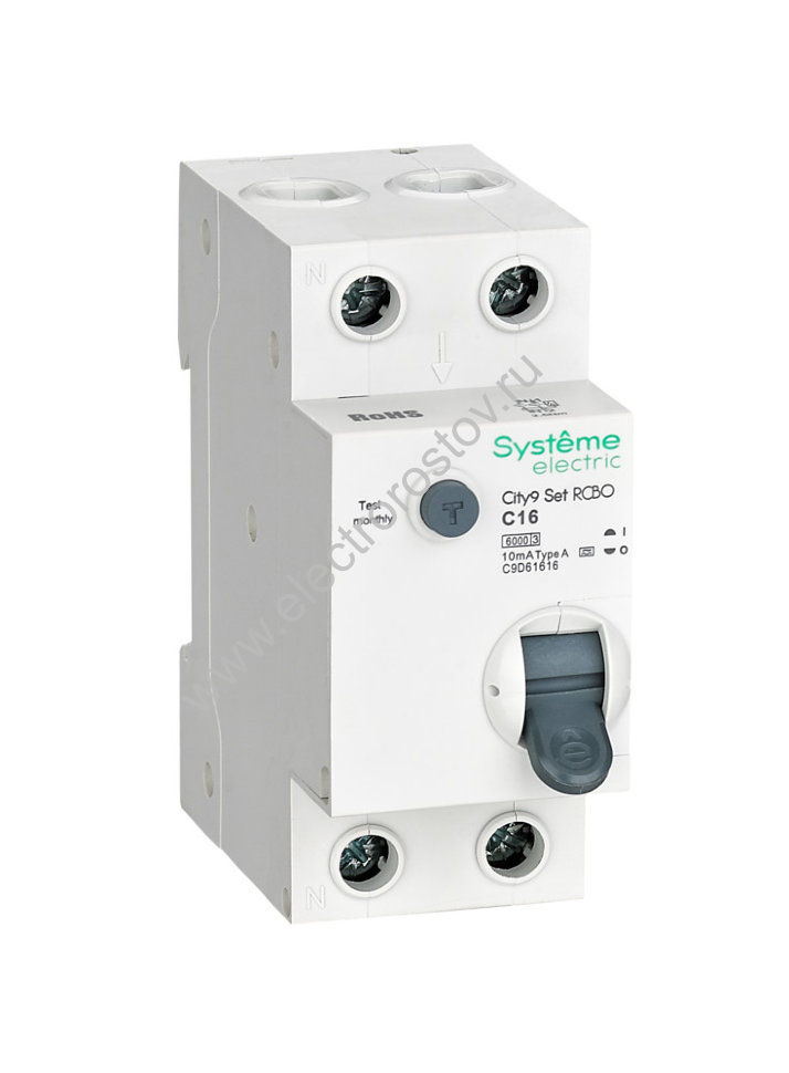 City9 Автоматический выключатель диф. тока (АВДТ) 6кА 1P+N С 16А 10мА А Systeme Electric