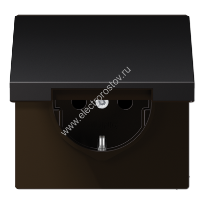 LS 990 Алюминий темный Розетка с/з безвинт. с крышкой JUNG