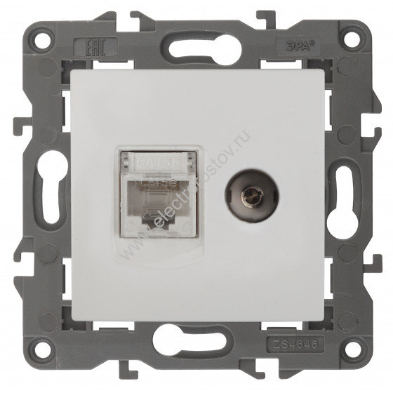 Elegance Белый Розетка компьютерная RJ-45 + TV ЭРА