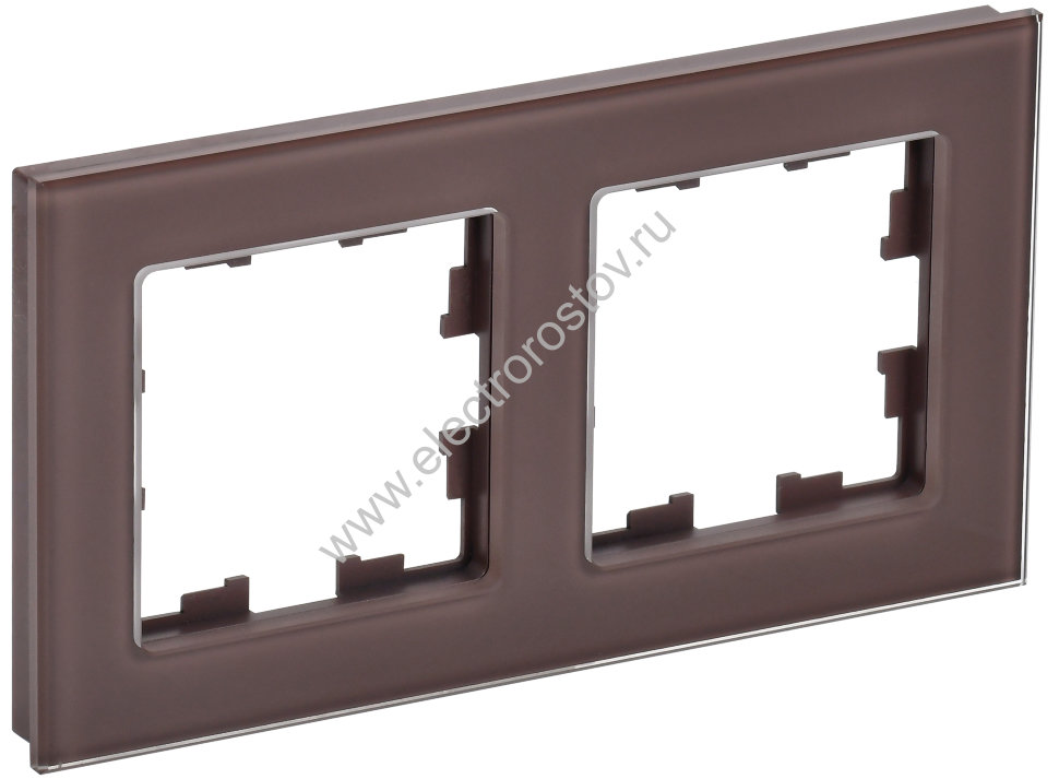 IEK BRITE DECOR Темн.бронза глянц стекло Рамка 2-м РУ-2-2-БрТБ