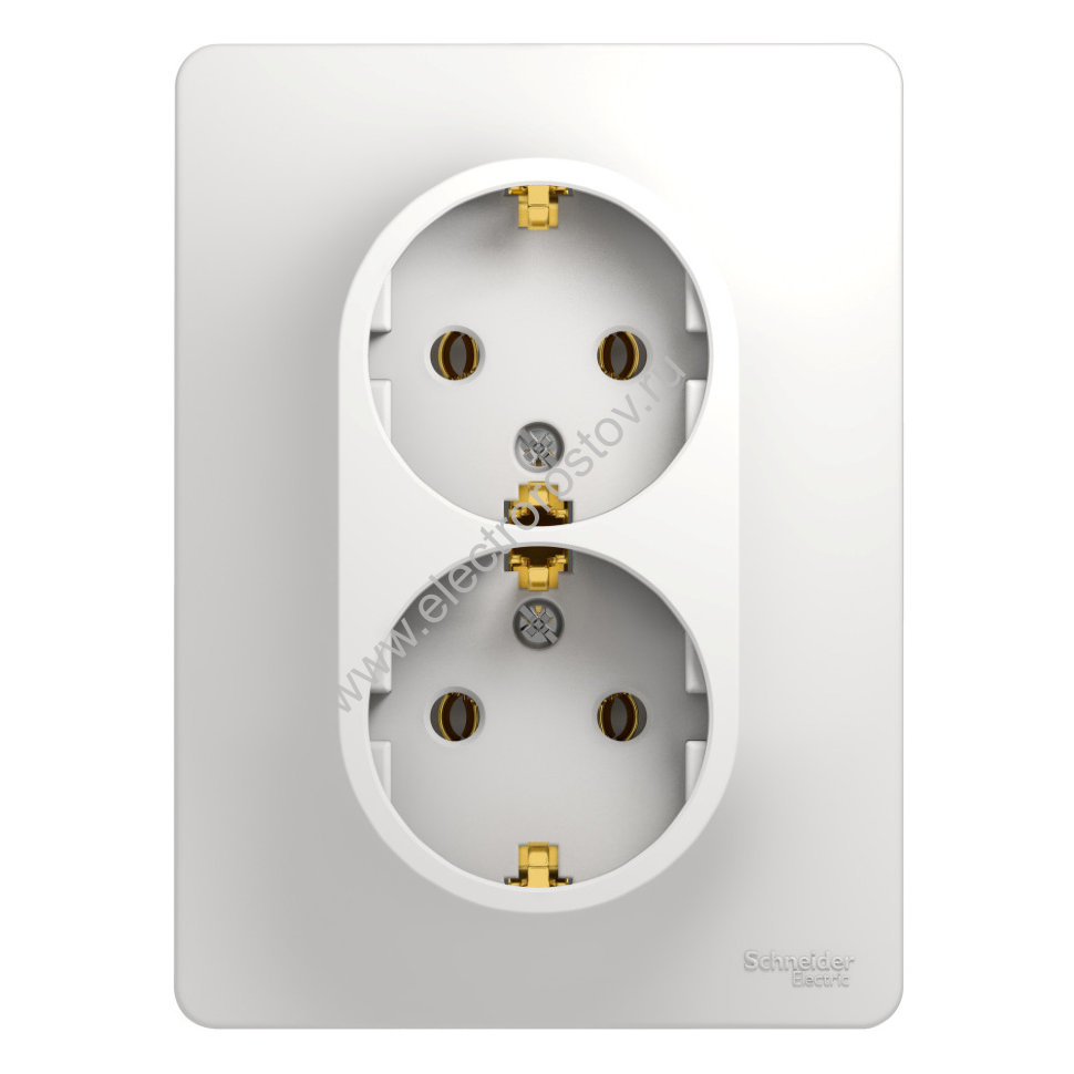 Glossa Белый Розетка 2-ая с/з Schneider Electric