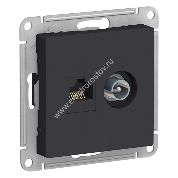 AtlasDesign Карбон Розетка двойная комп+ТВ, RJ45+TV, кат. 5e Schneider Electric
