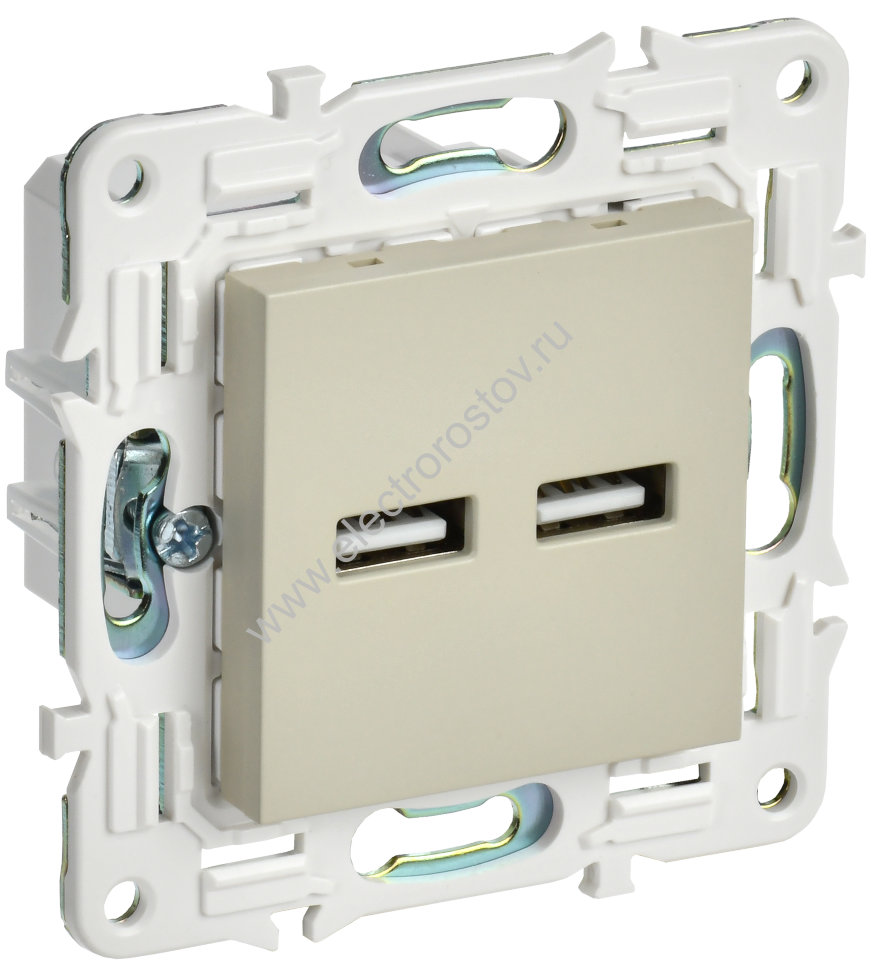 IEK SKANDY Бежевый Розетка USB A+A 3,1А SK-R15B