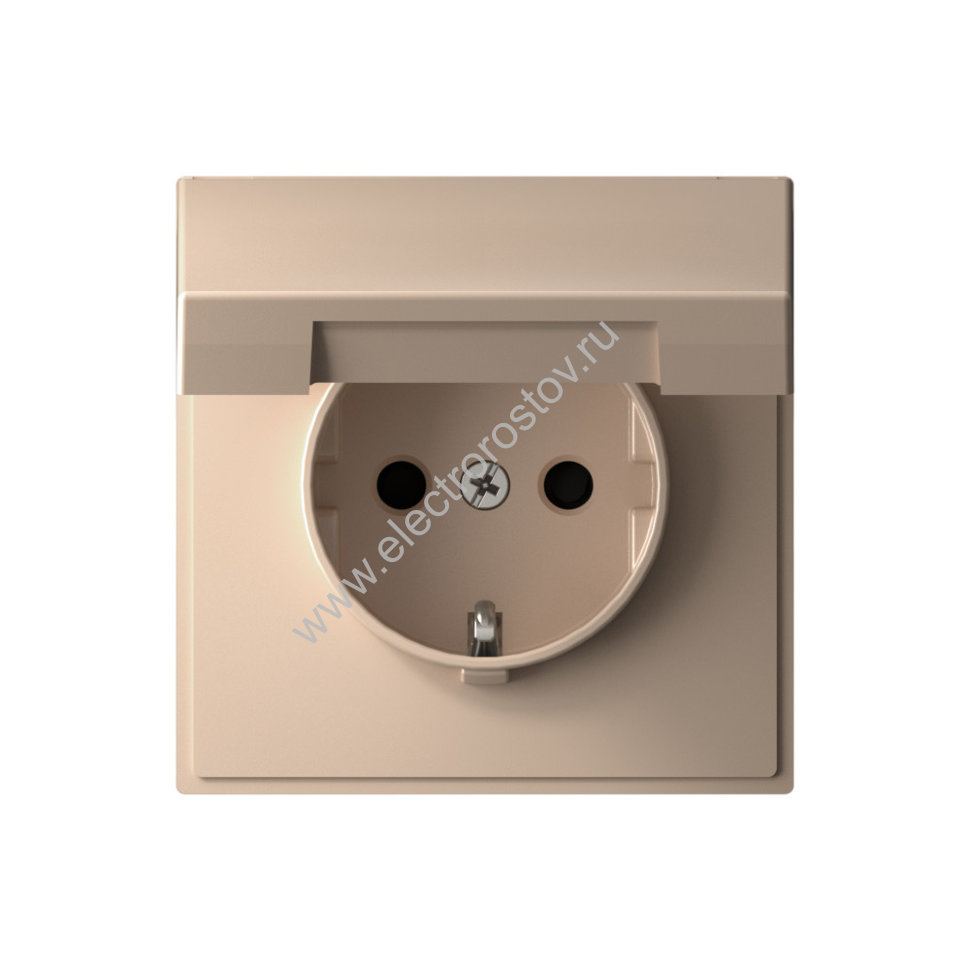 Systeme Electric ArtGallery Песочный Розетка с заземл. со шторк. с крышкой, 16А, IP20, механизм 