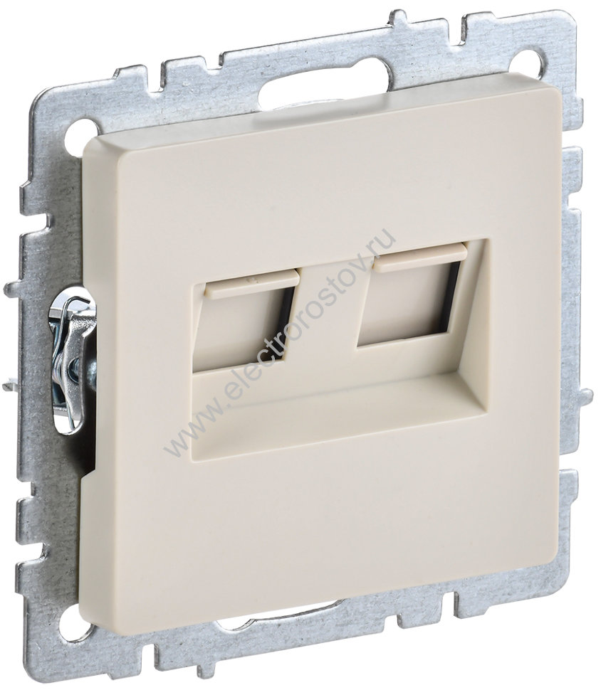 IEK BRITE BASE Бежевый Розетка комп двойная RJ45 кат.5E РК10-2-БрКр