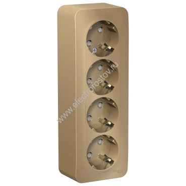 Blanca наруж Титан Розетка 4-ая с/з со шторками 16А, 250В, изолир. пластина Schneider Electric