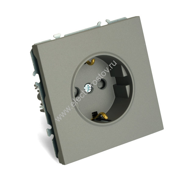 STEKKER Эмили Платиново-серый, soft touch Розетка 1-местная с защитной шторкой с/з