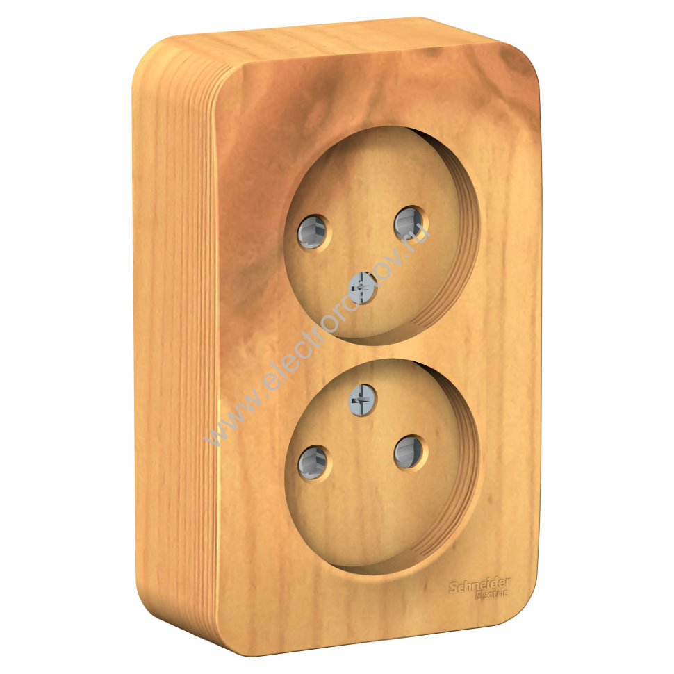 Blanca наруж Ясень Розетка 2-ая б/з со шторками 16А,250В, изолир. пластина Schneider Electric